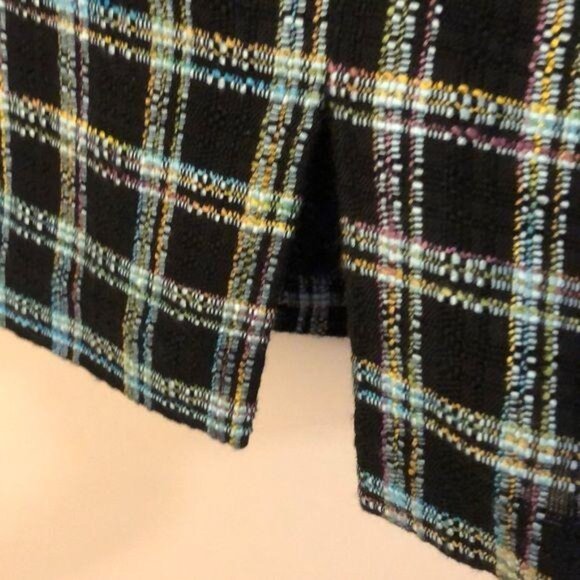 Black Plaid Tweed Skirt With Bow Accent Size 12 By Requirements - Picture 6 of 6